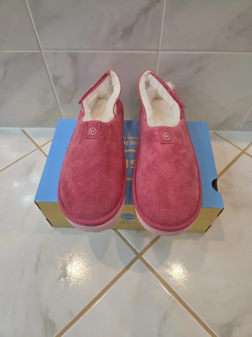 Munchkin by Stride Girl's Pink Slip on Slippers with Ankle Straps Size 4